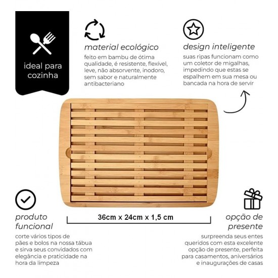 Tabua Migalheira 36cm Por 24cm Em Bambu Ecokitchen Mimo Style